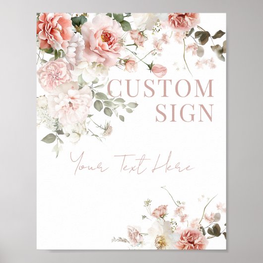 Baby in Bloom Roze Rozen Meisje Baby shower Custom Poster (Voorkant)