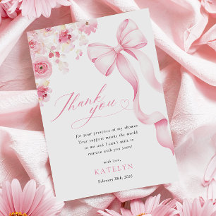Baby in Bloom Roze Strik Bedankkaart