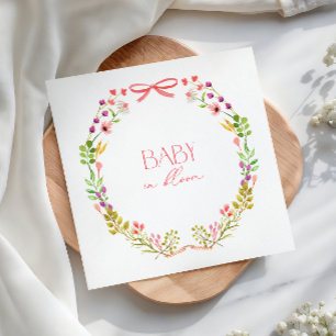 Baby in Bloom Roze Strik Bloemachtige Tuin Baby Sh Servet