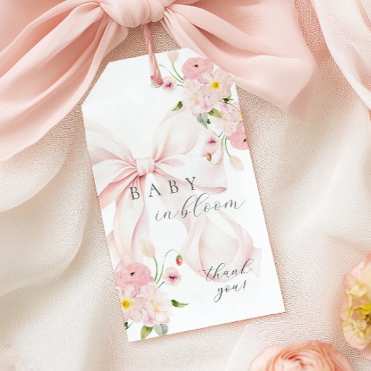 Baby in Bloom Roze Strik Cadeaulabel
