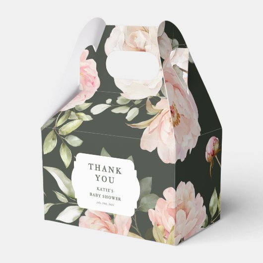 Baby in Bloom Roze Waterverf Bloemen Baby shower Bedankdoosjes (Voorkant Zijde)