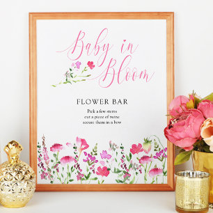 Baby in Bloom Roze Wilde Bloem Bloem Bar Poster