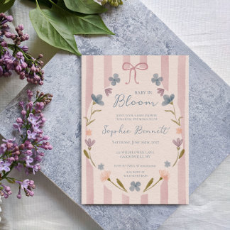 Baby in Bloom Roze Wilde Bloem Florale Baby Shower Kaart