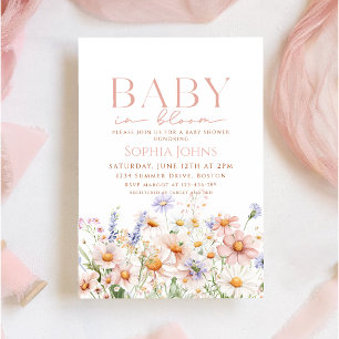 Baby In Bloom roze wilde bloem Meisje Baby shower Kaart