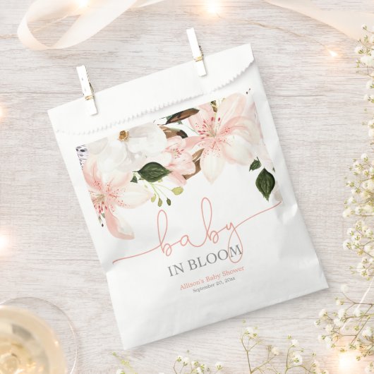 Baby in Bloom roze witte bloemenlelies Bedankzakje (Geknipt)