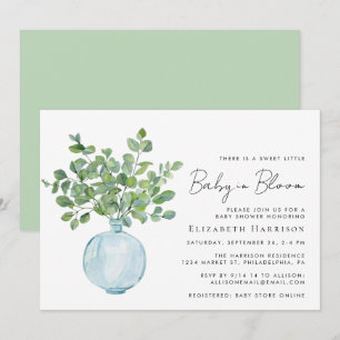 Baby in Bloom Sage Eucalyptus Waterverf Shower Kaart