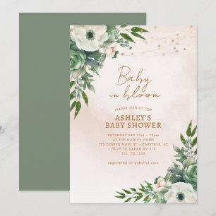 Baby in Bloom Sage Groen Baby shower Kaart