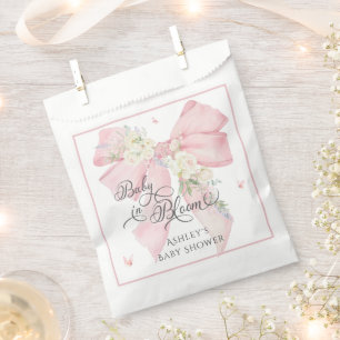 Baby in Bloom Schattigee Bloemen Roze Bow Baby sho Bedankzakje