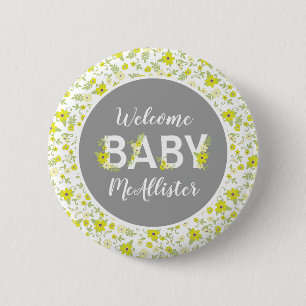Baby in Bloom Shower  Flower Gender Neutral Ronde Button 5,7 Cm