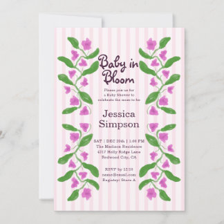 Baby in Bloom Shower Mooie Roze Art Nouveau Bloeme Kaart