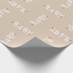 Baby in Bloom Shower Pink Flowers Girl Cadeaupapier