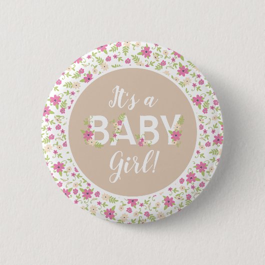 Baby in Bloom Shower Ronde Button 5,7 Cm (Voorkant)