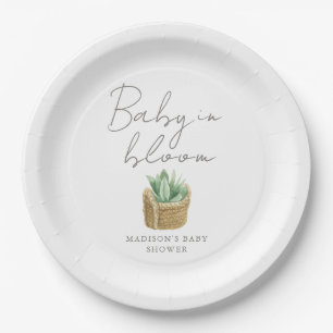 Baby in Bloom Simple Succulent Baby shower Papieren Bordje