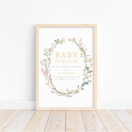 Baby in Bloom Spring Fleur sauvage Welcome Poster
