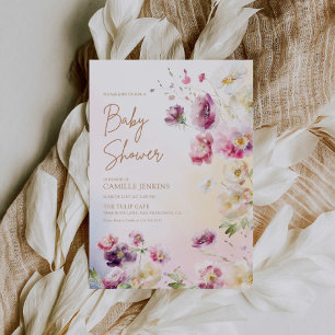 Baby in Bloom Spring Floral Baby shower Invitation Kaart