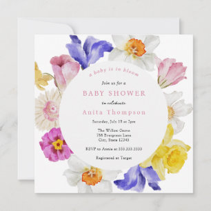 Baby in Bloom Spring Floral Baby shower Kaart
