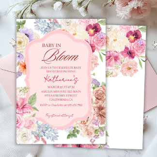 Baby in bloom spring floral girl baby shower kaart