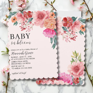 Baby in bloom spring floral girl Baby Shower Kaart