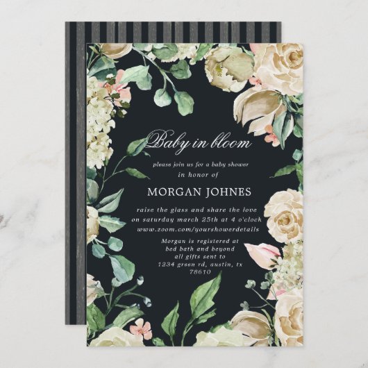 baby in bloom spring garden Shower Invitation (Voorkant / Achterkant)