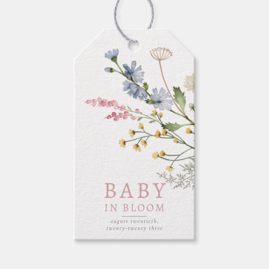 Baby in Bloom Spring Wildflower Baby Favor Cadeaulabel (Voorkant)