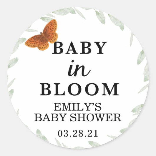 Baby in Bloom Stickers, Baby shower Seed Packet Ronde Sticker (Voorkant)