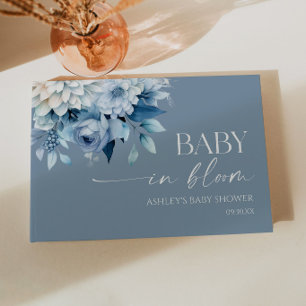 Baby In Bloom Stofblauwe Bloemachtige Baby Shower Gastenboek