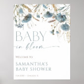 Baby in Bloom stoffige blauwe jongen baby shower w Poster (Voorkant)