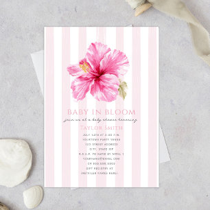 Baby in Bloom Tropische Hibiscus Streep Baby Showe Kaart