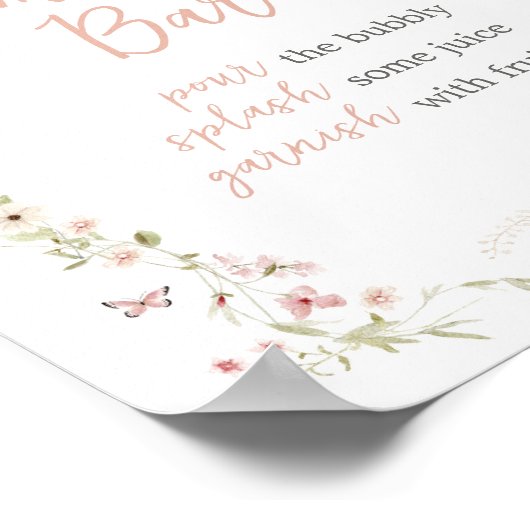 Baby in Bloom Vlinder Baby shower Moeder Osa Bar Poster (Hoek)