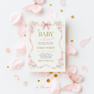 Baby in Bloom Vlinder Wilde Bloem Baby Shower Kaart