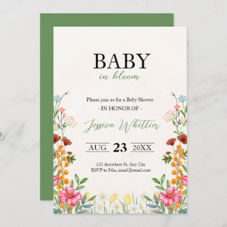 Baby in Bloom Watercolor Floral Baby Shower Kaart
