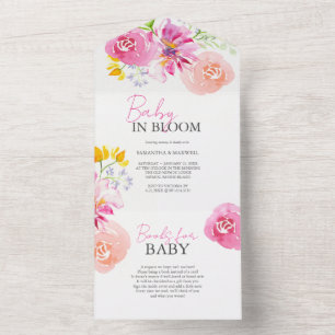 Baby in Bloom Waterverf Baby Douche Uitnodigingen
