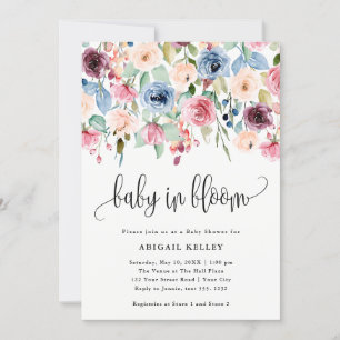 Baby in Bloom Waterverf Vloergrens Baby shower Kaart