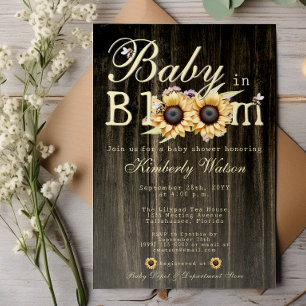 Baby in Bloom Waterverf Zonnebloemen Baby shower Kaart