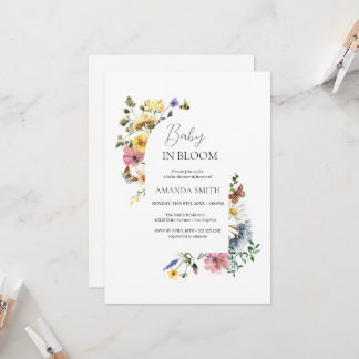 Baby in Bloom Weide Wilde Bloemen Shower Kaart