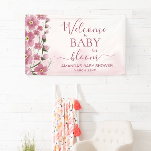 Baby in Bloom Welkom Meisje Roze Bloemen Douche Spandoek (Insitu)
