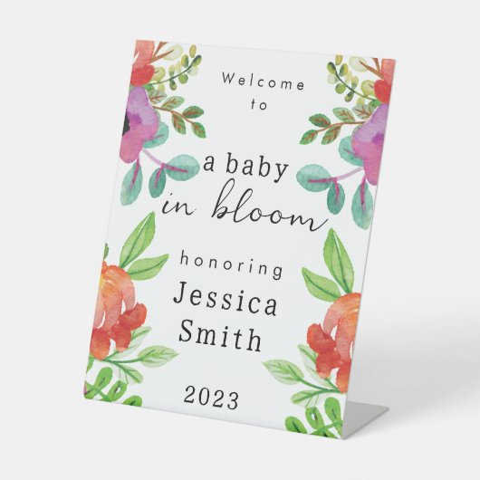 "Baby in Bloom" Welkomstbord voetstuk Reclamebord Met Voetstuk (Voorkant)