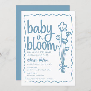Baby in Bloom Whimsical Hand Drawn Boy Baby shower Kaart