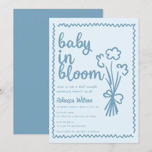 Baby in Bloom Whimsical Hand Drawn Boy Baby shower Kaart