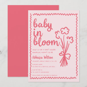 Baby in Bloom Whimsical HandDrawn Girl Baby shower Kaart