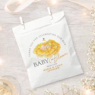 Baby in Bloom whimsy waterverf geel baby shower Bedankzakje