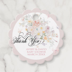 Baby in Bloom Wild Flower Butterfly Baby shower Bedankjes Labels