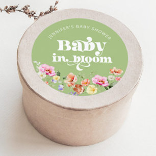 Baby in bloom wilde bloem baby shower bedankt ronde sticker