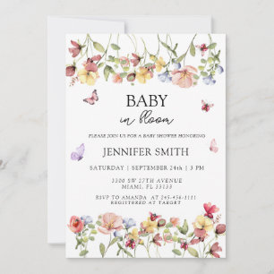 Baby in Bloom Wilde Bloem Baby Shower Kaart