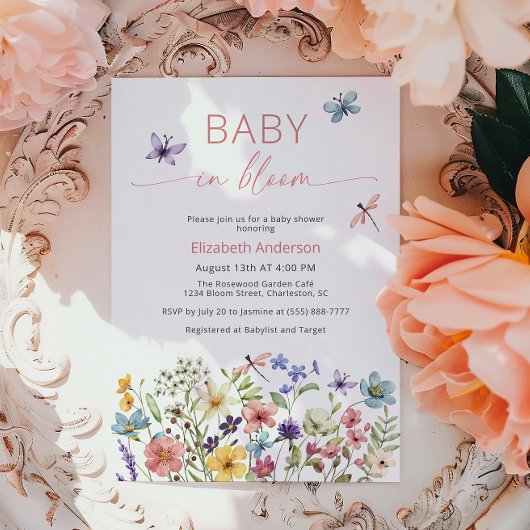 Baby in Bloom Wilde Bloem Baby Shower Uitnodiging