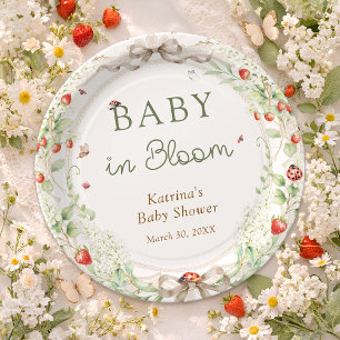 Baby in Bloom Wilde Bloem Boog Baby Shower Papieren Bordje