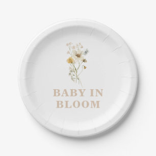 Baby in Bloom Wilde Bloem Elegante boho Baby Showe Papieren Bordje