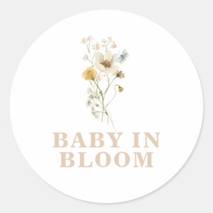 Baby in Bloom Wilde Bloem Elegante boho Baby Showe Ronde Sticker