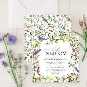 Baby in Bloom Wilde Bloem Meisje Baby Shower Kaart