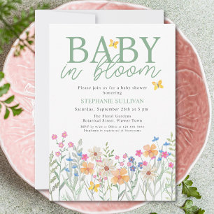 Baby in Bloom Wilde Bloemen Baby Shower Kaart
